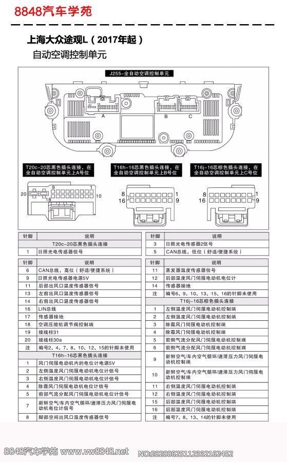 2017年起上海大众途观L自动空调控制单元